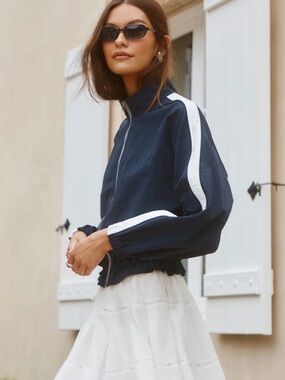 ASTR the label contrast stripe track jacket NWT